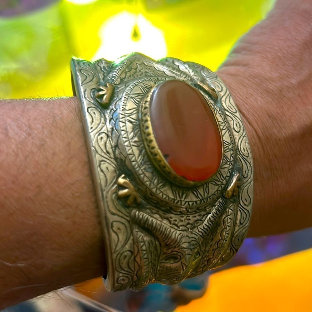 Turkemann Carnelian Tribal Cuff Bracelet